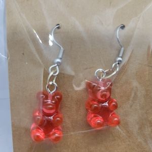 Red Resin Bear earrings